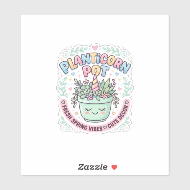 Unicorn Planticorn Pot Graphic Design Graphic Tee  (Sheet)