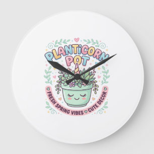 Unicorn Planticorn Pot Graphic Design Graphic Tee  Large Clock