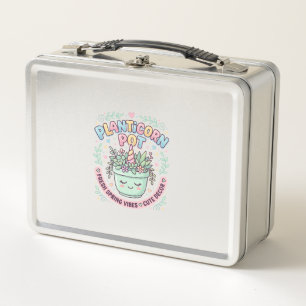 Unicorn Planticorn Pot Graphic Design Graphic Tee  Metal Lunch Box