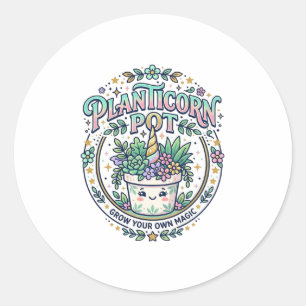 Unicorn Planticorn Pot POD Ready POD Artwork_1 Classic Round Sticker