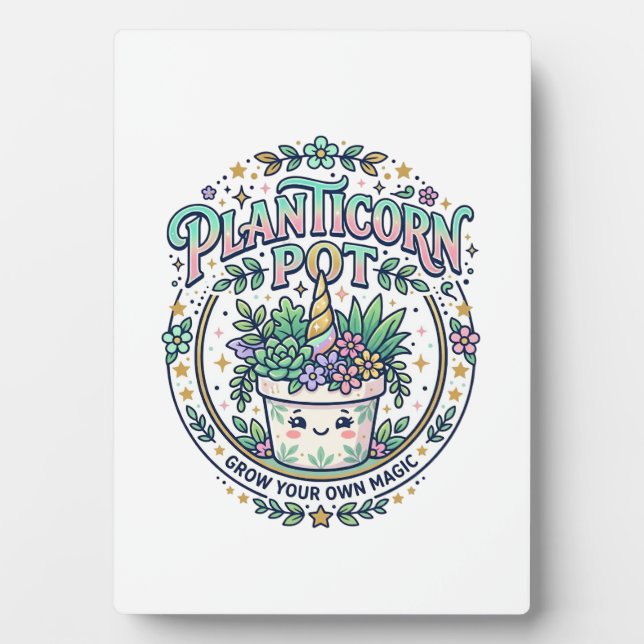 Unicorn Planticorn Pot POD Ready POD Artwork_1 Plaque (Front)