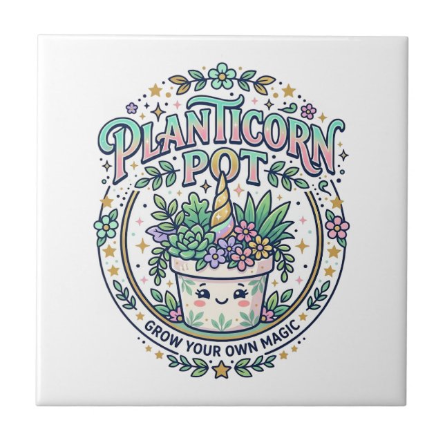 Unicorn Planticorn Pot POD Ready POD Artwork_1 Tile (Front)