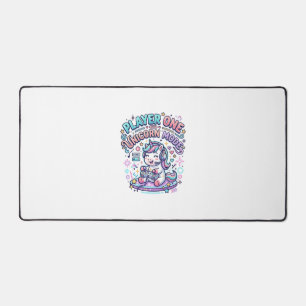 Unicorn Player One Unicorn Mode Retro Style Graphi Desk Mat