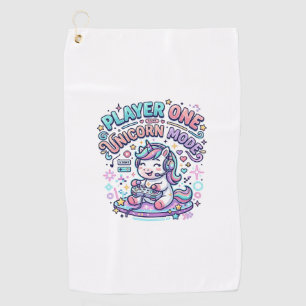 Unicorn Player One Unicorn Mode Retro Style Graphi Golf Towel