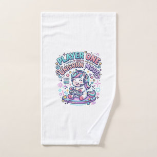 Unicorn Player One Unicorn Mode Retro Style Graphi Hand Towel