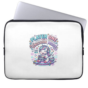 Unicorn Player One Unicorn Mode Retro Style Graphi Laptop Sleeve