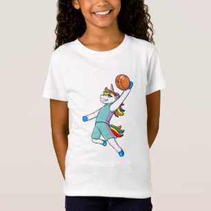 Unicorn Playing Basketball Girls Womens Cute Playe T-Shirt