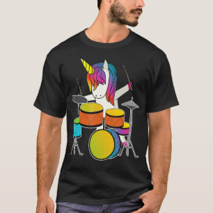 Unicorn Playing Drums Funny Magical Drummer Music T-Shirt