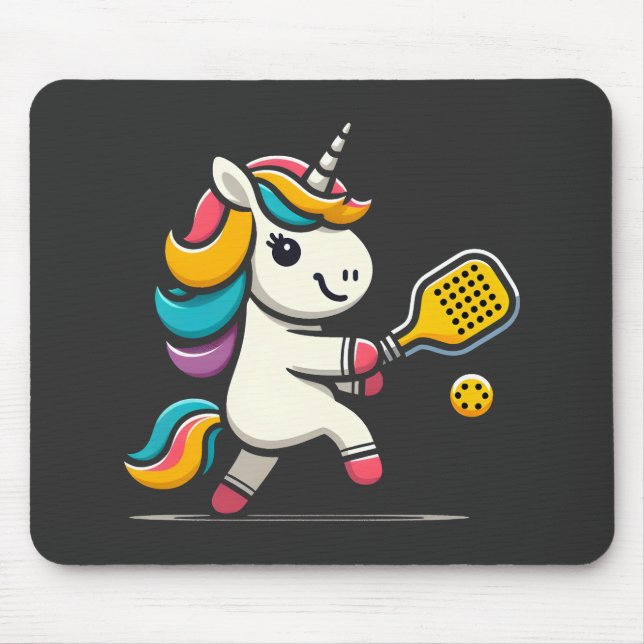 Unicorn Playing Pickleball Player Lover Kids Women Mouse Pad (Front)