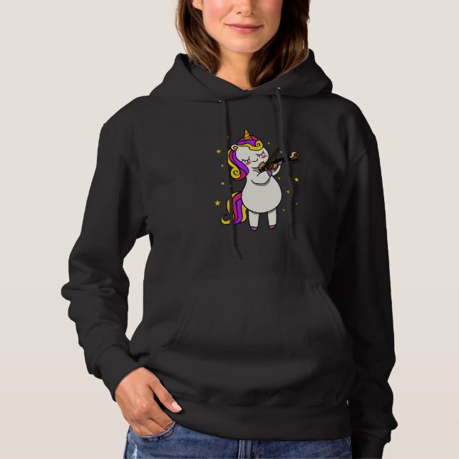 Unicorn Playing Violin Magical Violinist Unicorn Hoodie (Front)