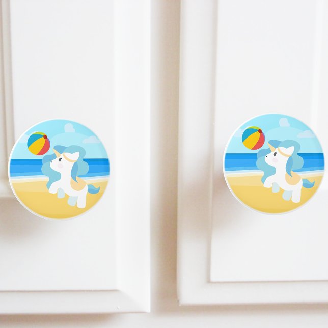 Unicorn Plays At the Beach Ceramic Knob (Creator Uploaded)