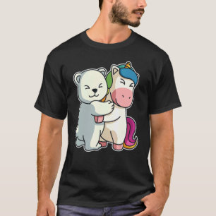 Unicorn & Polar Bear Hug Cute Icebear For Women Cu T-Shirt