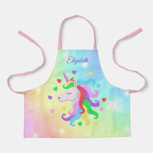 Unicorn Pony Rainbow Stars Pastel Girly Magical Apron