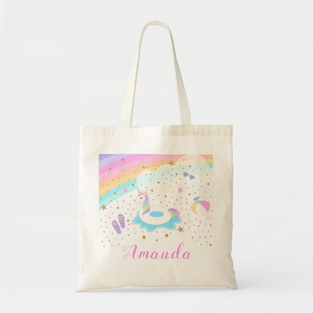 Unicorn Pool Float Tote Bag (Front)