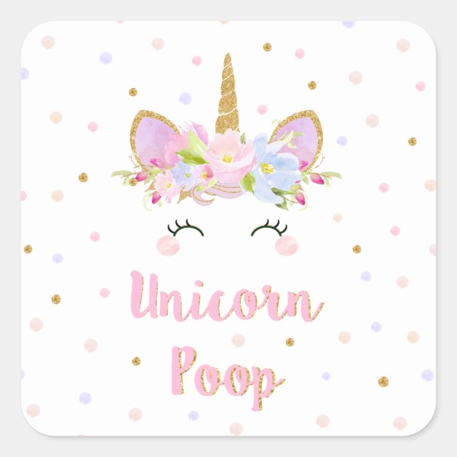 Unicorn Poop Sticker Birthday Party Favour Labels (Front)