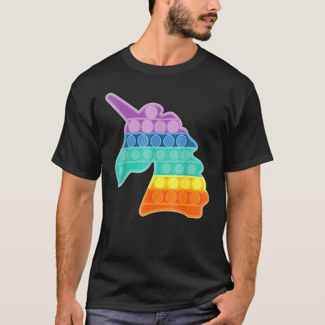 Unicorn Pop Rianbow Push Bubble Fidget Sensory Toy T-Shirt (Front)