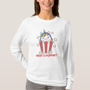 Unicorn Popcorn Whats Poppin Funny T-Shirt