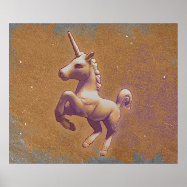 Unicorn Poster Art Print 24x20 (Metal Lavender) (Front)
