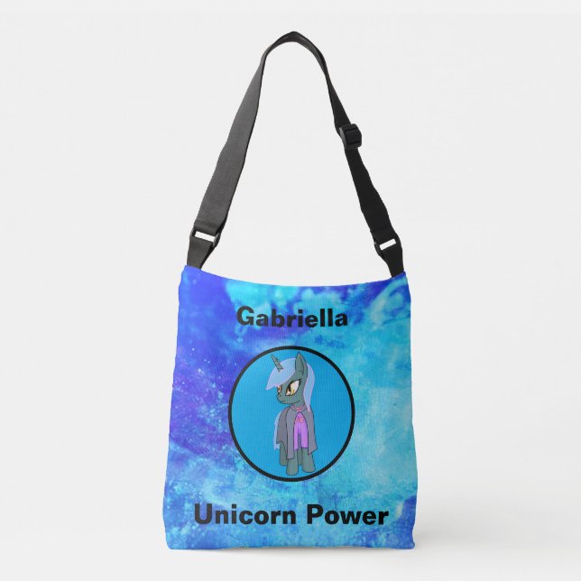 Unicorn Power Cute Watercolor Crossbody Bag (Front)
