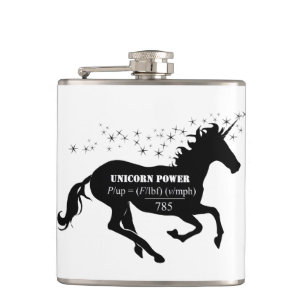 Unicorn Power Fake Math Formula Funny Hip Flask