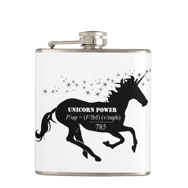 Unicorn Power Fake Math Formula Funny Hip Flask (Front)