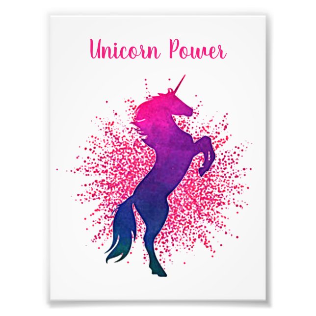 "Unicorn Power" Unicorn & Glitter Photo Print (Front)
