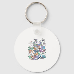 Unicorn Powered by Books and Daydreams Kawaii Vect Key Ring