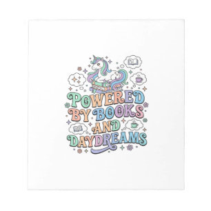 Unicorn Powered by Books and Daydreams Kawaii Vect Notepad