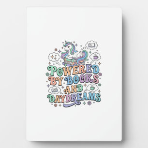 Unicorn Powered by Books and Daydreams Kawaii Vect Plaque