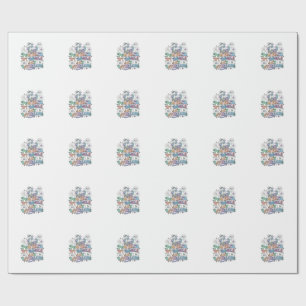 Unicorn Powered by Books and Daydreams Kawaii Vect Wrapping Paper