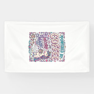 Unicorn Powered by Coffee and Unicorn Magic Colorf Banner
