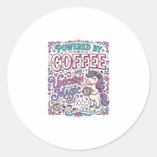 Unicorn Powered by Coffee and Unicorn Magic Colorf Classic Round Sticker