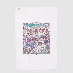 Unicorn Powered by Coffee and Unicorn Magic Colorf Golf Towel