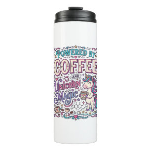 Unicorn Powered by Coffee and Unicorn Magic Colorf Thermal Tumbler