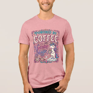 Unicorn Powered by Coffee and Unicorn Magic Colorf Tri-Blend Shirt