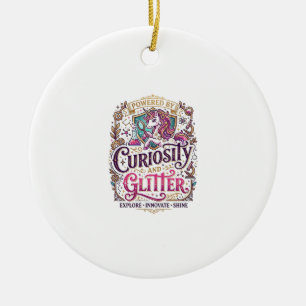 Unicorn Powered by Curiosity and Glitter Stylish W Ceramic Tree Decoration