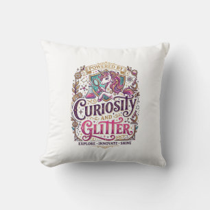 Unicorn Powered by Curiosity and Glitter Stylish W Cushion