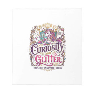 Unicorn Powered by Curiosity and Glitter Stylish W Notepad