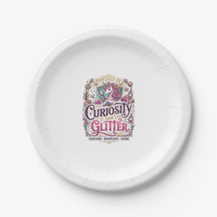 Unicorn Powered by Curiosity and Glitter Stylish W Paper Plate