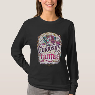 Unicorn Powered by Curiosity and Glitter Stylish W T-Shirt