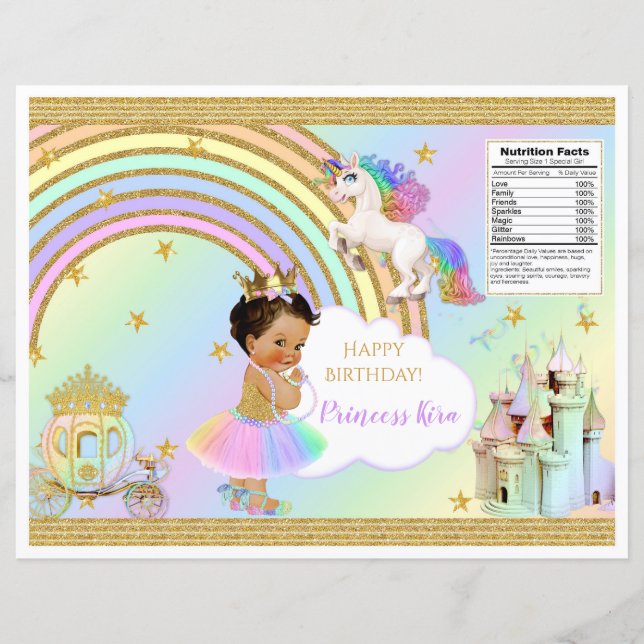 Unicorn Princess Castle Rainbow Baby Girl Chip Bag (Front)