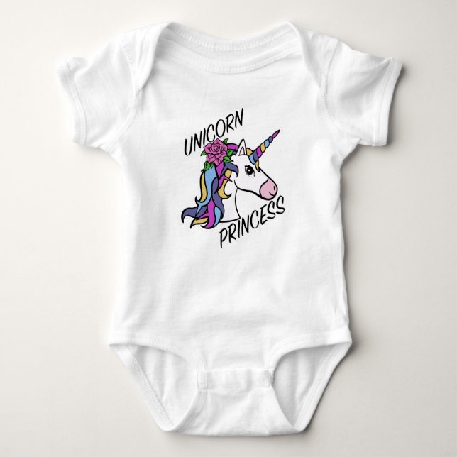 Unicorn Princess Design - Baby Jersey Bodysuit (Front)