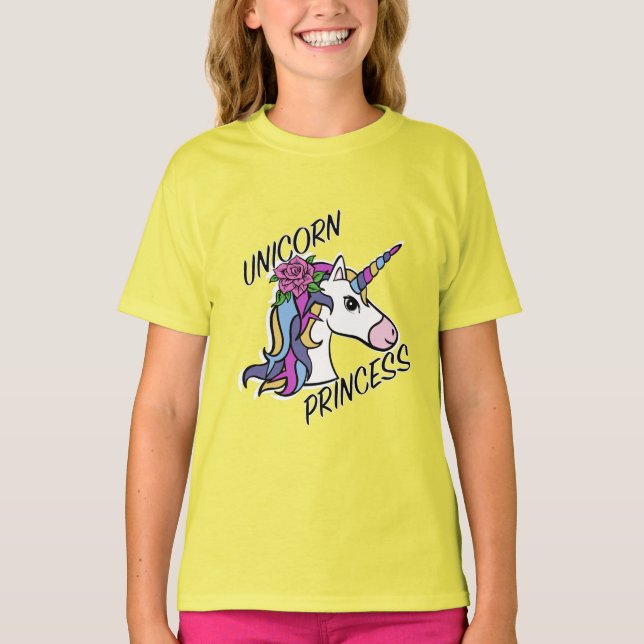 Unicorn Princess Design - Girls' Basic T-Shirt (Front)