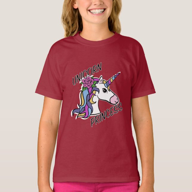 Unicorn Princess Design - Girls' Basic T-Shirt (Front)