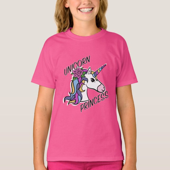 Unicorn Princess Design - Girls' Basic T-Shirt (Front)