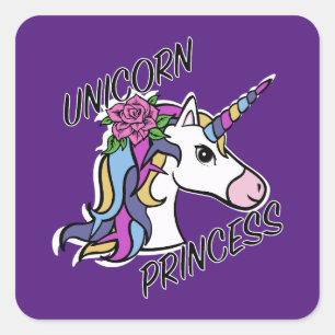 Unicorn Princess Design - Square Stickers