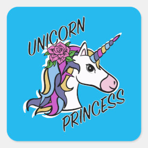 Unicorn Princess Design - Square Stickers
