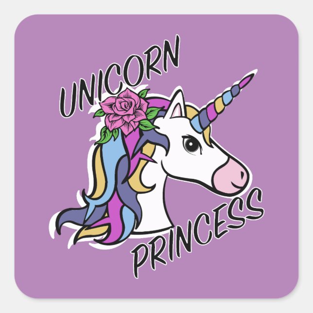 Unicorn Princess Design - Square Stickers (Front)