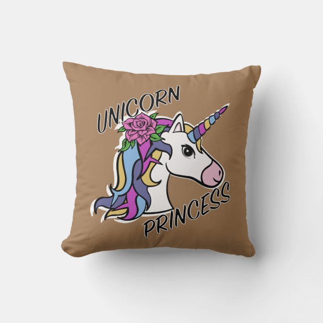Unicorn Princess Design - Throw Pillow 16" x 16" (Front)