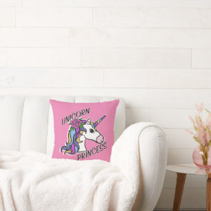 Unicorn Princess Design - Throw Pillow 16" x 16"